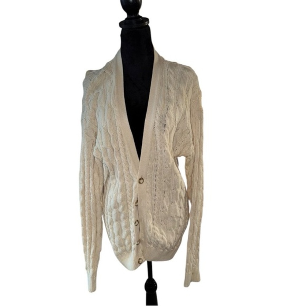 VTG HUNT CLUB CABLE KNIT‎ COTTON WOMENS SIZE Medium in cream